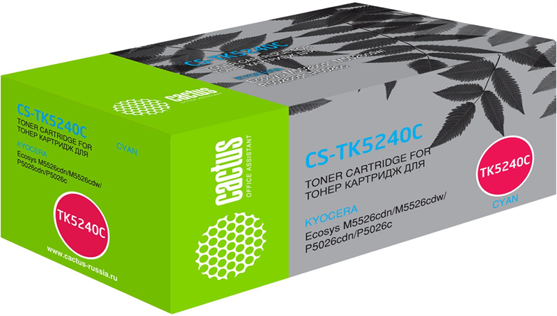 CACTUS TK-5240C Тонер-картридж для Kyocera Ecosys M5526cdn/M5526cdw/P5026cdn/P5026cdw, синий (3000стр.)