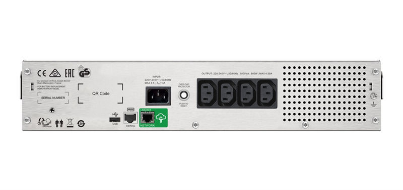 APC Smart-UPS C 1000VA/600W, 2U RackMount, 230V, Line-Interactive, LCD, Out: 4xC13, 1 year warranty (замена SMC1000I-2U) APC by Schneider Electric арт. SMC1000I-2UC