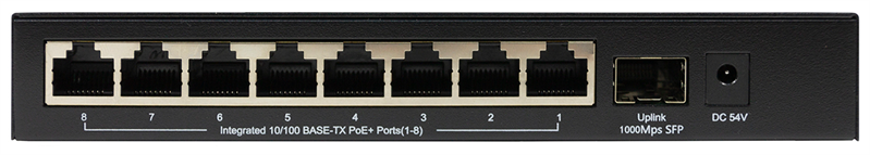 ORIGO Неуправляемый PoE-коммутатор, 8x100Base-TX PoE, 1x1000Base-X SFP, PoE-бюджет 80 Вт, корпус металл арт. OS1209P/80W/A1A