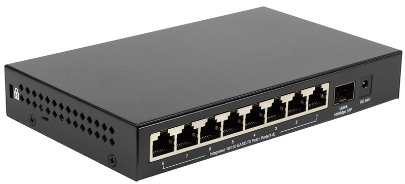 ORIGO Неуправляемый PoE-коммутатор, 8x100Base-TX PoE, 1x1000Base-X SFP, PoE-бюджет 80 Вт, корпус металл арт. OS1209P/80W/A1A