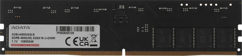 ADATA DDR5 DIMM 32GB 4800MHz 1*32GB 40-40-40 SINGLE TRAY арт. AD5U480032G-S