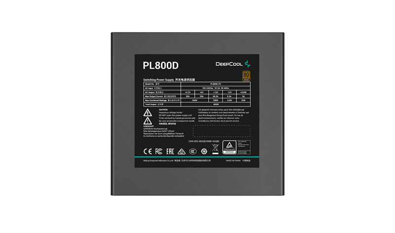 Deepcool PL800D (ATX 3.0, 800W, PWM 120mm fan, Active PFC+DC to DC, 80+ BRONZE) RET (R-PL800D-FC0B-WDEU-V2)