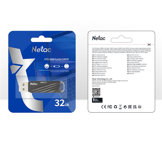 Носитель информации Netac US11 32GB USB3.2+TypeC Dual Flash Drive арт. NT03US11C-032G-32BK