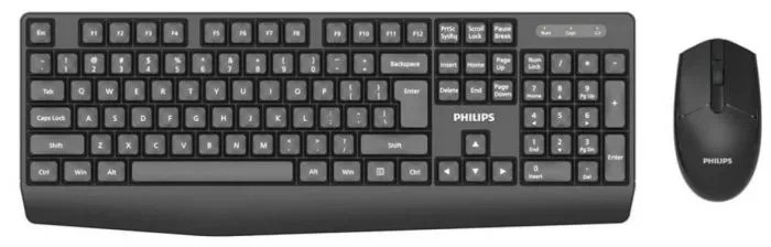 Philips Беспроводной Комплект SPT6337, 2.4 GHz 104 клав/3 кнопки, 1600dpi, русская заводская раскладка, чёрный арт. SPT6337B/60