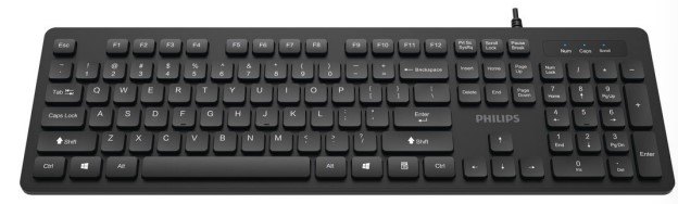 Philips Проводная Клавиатура SPK6264, USB 2.0 104 клав, русская заводская раскладка, чёрный арт. SPK6264B/60