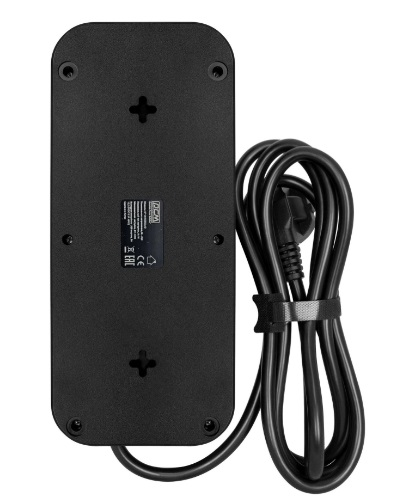 Powercom сетевой фильтр, 3 метра, 8 розеток, 3xUSB, 16А/4кВт, cечение провода: 3х1,5мм2, цвет черный, 1 год гарантии (1928707) (незначительное повреждение коробки) арт. SP-08 USB03AB 3,0 M-NC1