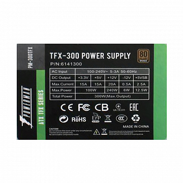 Powerman Power Supply 300W PM-300TFX 80+ Bronze with power cord 1.5m (8cm fan) арт. 6141300
