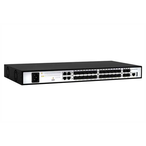 SNR Управляемый коммутатор уровня 2+, 20 портов 100/1000Base-X SFP, 4 порта Combo 10/100/1000Base-T|100/1000Base-X SFP, 4 порта 1/10G SFP+, встроенный БП ~220V AC