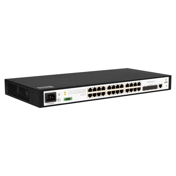 SNR Управляемый коммутатор уровня 2+, 24 порта 10/100/1000Base-T, 4 порта 1/10G SFP+, встроенный БП ~220V AC, разъем для АКБ 12V с возможностью заряда арт. SNR-S5210G-24TX-UPS