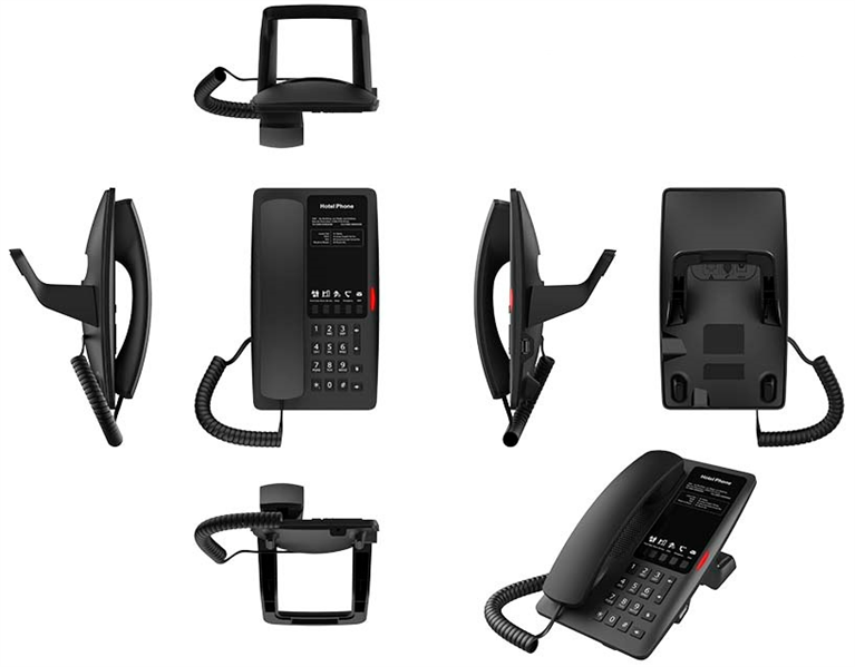Отельный SIP-Телефон Fanvil H4W, 2 SIP-акк., POE, БП в комп., 1x100 Mbps, Wi-Fi 6, Чёрный, 5 прог. клав.