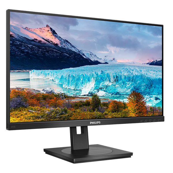 Монитор 27" Philips 272S1M 1920x1080, LED, 16:9, IPS, 300cd, 1000:1, 50M:1, 4ms, 178/178, VGA, DVI, HDMI, DP, 4*USB-A 3.2, 75Hz, Speakers, HAS, Pivot, Tilt, Swivel, Внутр, VESA, Black, 3y