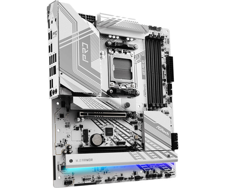 Материнская плата ASROCK X870 PRO RS, AM5, X870, 4*DDR5, 4*SATA, 3*M.2, 6*USB 2.0, 4*USB 3.2, Type-C, 2*PCIx16, 1*M.2 (Key E), HDMI, ATX