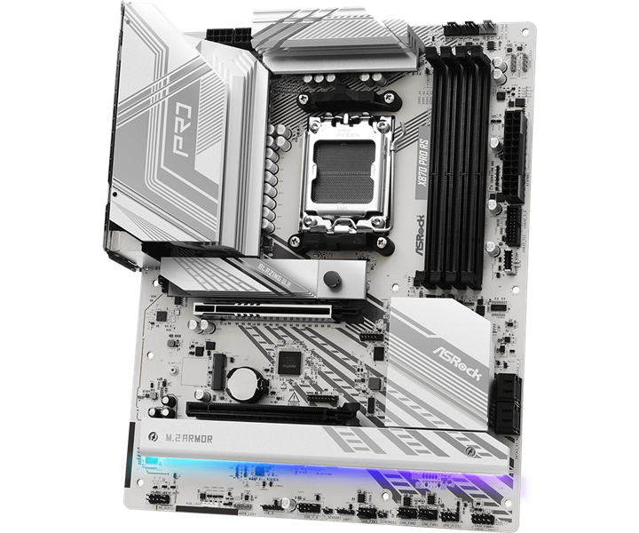Материнская плата ASROCK X870 PRO RS, AM5, X870, 4*DDR5, 4*SATA, 3*M.2, 6*USB 2.0, 4*USB 3.2, Type-C, 2*PCIx16, 1*M.2 (Key E), HDMI, ATX