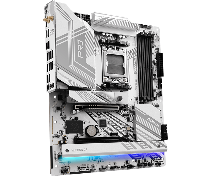 Материнская плата ASROCK X870 PRO RS WIFI, AM5, X870, 4*DDR5, 4*SATA, 3*M.2, 6*USB 2.0, 4*USB 3.2, Type-C, 2*PCIx16, 1*M.2 (Key E), HDMI, ATX