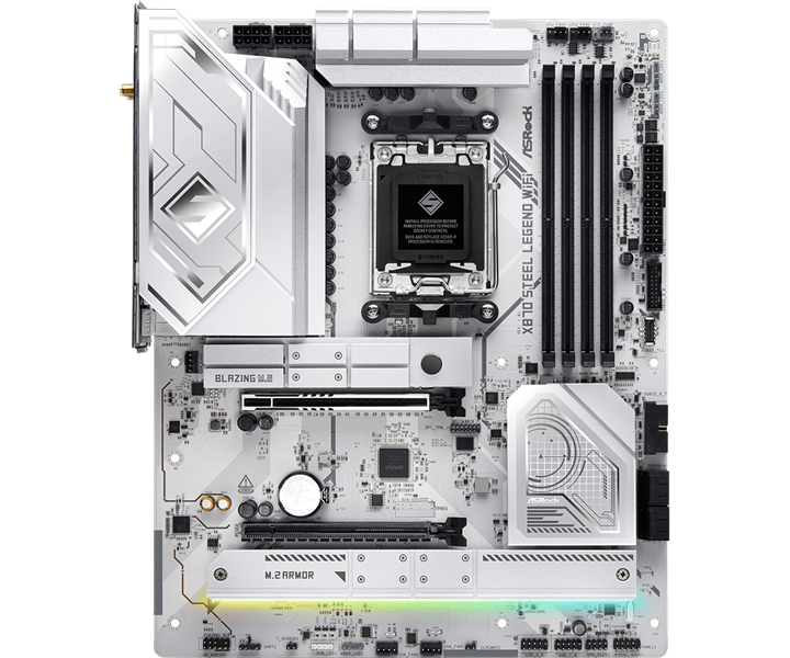 Материнская плата ASROCK X870 STEEL LEGEND WIFI, AM5, X870, 4*DDR5, 4*SATA, 3*M.2, 4*USB 2.0, 5*USB 3.2, 2*Type-C, 2*PCIx16, 1*M.2 (Key E), HDMI, ATX