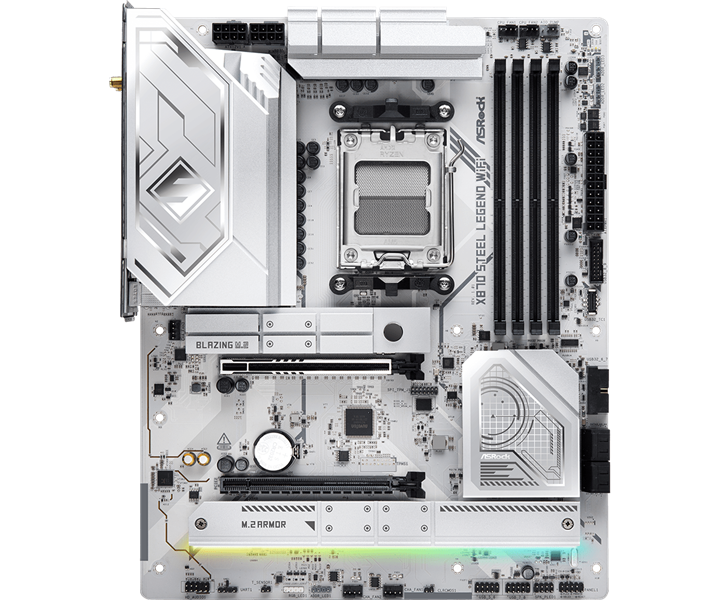 Материнская плата ASROCK X870 STEEL LEGEND WIFI, AM5, X870, 4*DDR5, 4*SATA, 3*M.2, 4*USB 2.0, 5*USB 3.2, 2*Type-C, 2*PCIx16, 1*M.2 (Key E), HDMI, ATX