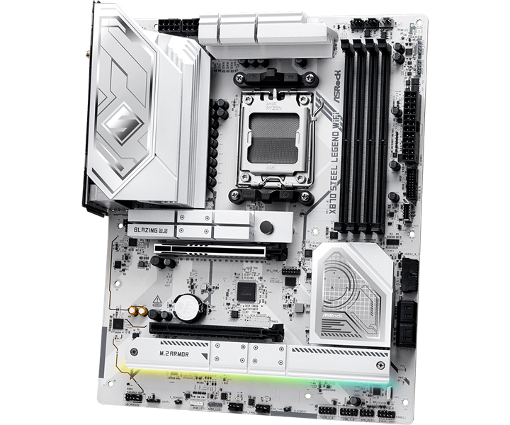 Материнская плата ASROCK X870 STEEL LEGEND WIFI, AM5, X870, 4*DDR5, 4*SATA, 3*M.2, 4*USB 2.0, 5*USB 3.2, 2*Type-C, 2*PCIx16, 1*M.2 (Key E), HDMI, ATX