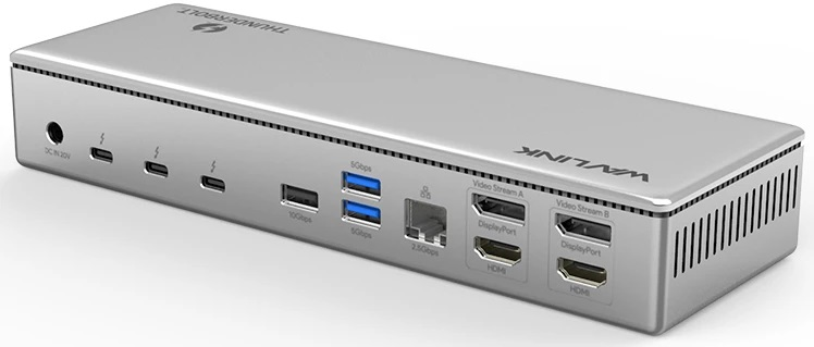 Docking Station WAVLINK Thunderbolt 4 Quad Display/96W Power Delivery Include 20V/11.5A Power Adapter/4xUSB3.0/3xThunderbolt 4/2xDP 4K 60HZ/2xHDMI 4K 60HZ/1xGigabit LAN/1xCombo Audio Jack/1xCardReader арт. WL-UTD41 Pro