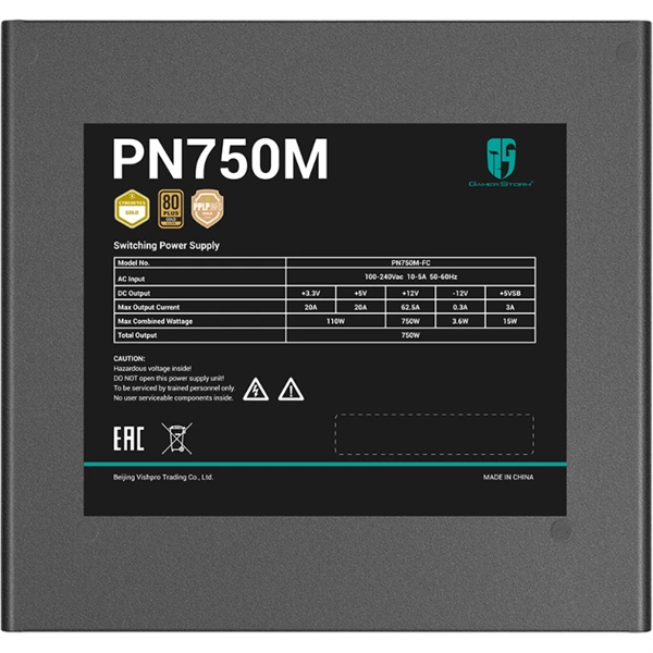 Deepcool GAMERSTORM PN750M (ATX 3.1, 750W, Full Cable Management, PWM 120mm fan, Active PFC, 80+ GOLD, Gen5 PCIe) RET (R-PN750M-FC0B-WGEU) арт. GS PN750M