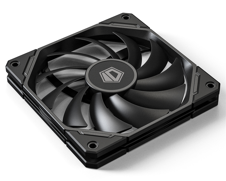 ID-COOLING TF-12015-K 120x120x15мм (40шт./кор, PWM, Low Noise, супер-тонкий, резиновые углы, черный, 500-2200об/мин) BOX