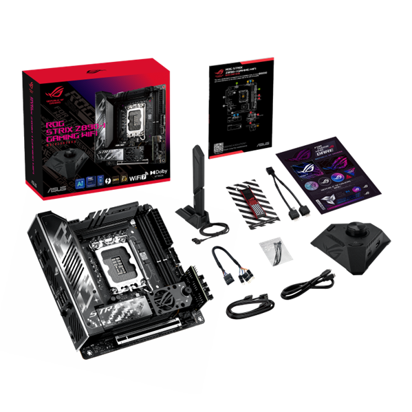 Материнская плата ASUS ROG STRIX Z890-I GAMING WIFI, LGA1851, Z890, 2*DDR5, 2*SATA, 2*M.2, 4*USB 3.2, 2*USB 2.0, Type-C, 1*PCIx16, HDMI, mITX; 90MB1IC0-M0EAY1