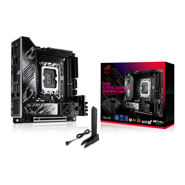 Материнская плата ASUS ROG STRIX Z890-I GAMING WIFI, LGA1851, Z890, 2*DDR5, 2*SATA, 2*M.2, 4*USB 3.2, 2*USB 2.0, Type-C, 1*PCIx16, HDMI, mITX; 90MB1IC0-M0EAY1
