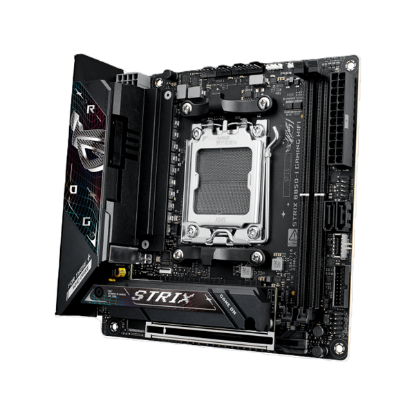 Материнская плата ASUS ROG STRIX B850-I GAMING WIFI, AM5, B650, 2*DDR5, 2*SATA, 2*M.2, 4*USB 3.2, 2*USB 2.0, Type-C, 2*PCIx16, HDMI, mITX; 90MB1K30-M0EAY0