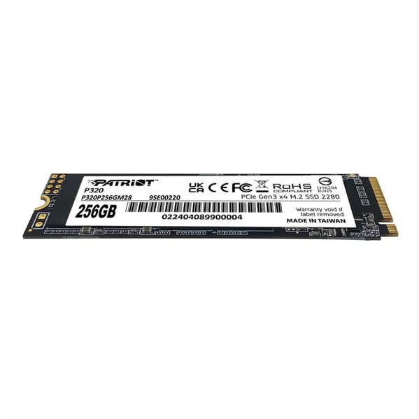 Patriot SSD P320 256GB M.2 2280 NVMe PCIe 3.0 x4 R2200/W1200 TBW 120TB 3D NAND