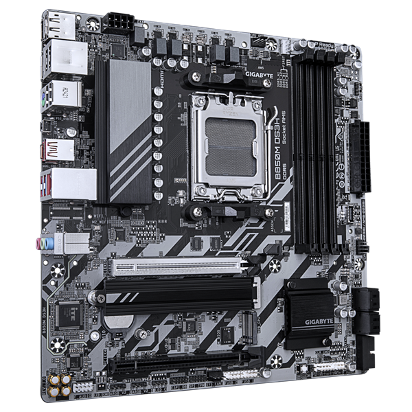 Материнская плата GIGABYTE B850M DS3H, AM5, B850, 4*DDR5, 4*SATA, 2*M.2, 3*USB 3.2, 4*USB 2.0, Type-C, 1*PCIx16, 1*PCIx1, 2*DP+HDMI, mATX
