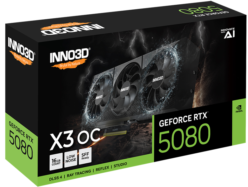 Видеокарта INNO3D RTX 5080 X3 OC//RTX5080, HDMI, DP*3, 16G,D7