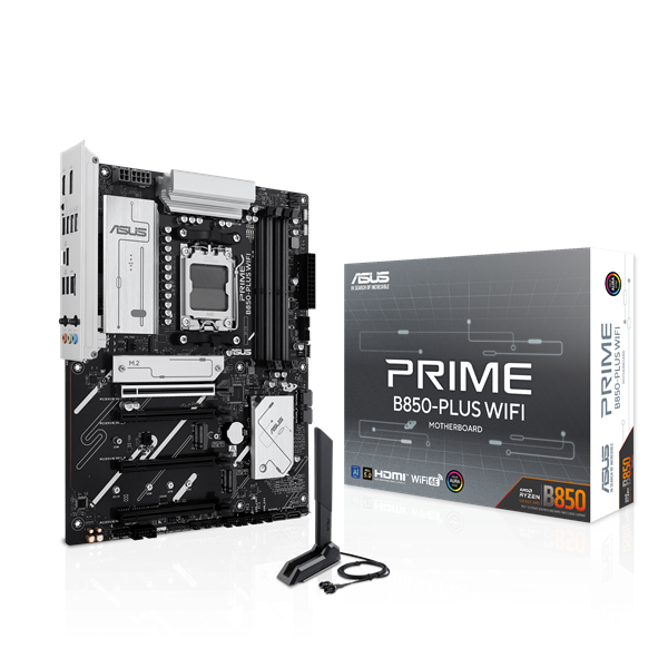 ASUS PRIME B850-PLUS WIFI, AM5, B850, 4*DDR5, 4*SATA, 3*M.2, 5*USB 3.2, 2*USB 2.0, Type-C, 5*PCIx16, DP+HDMI, ATX; 90MB1L80-M0EAY0