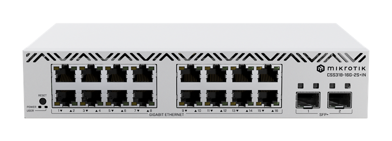 MikroTik CSS318-16G-2S+IN Коммутатор управляемый, 16x 1Gbit, 2x SFP+, настольный