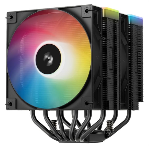 DEEPCOOL AG620 BK ARGB V2 LGA20XX/1700/1200/115X/AM5/AM4 (9шт/кор, TDP 260W, PWM, ARGB DUAL Fan 120mm, 6 тепл. трубок, черный) RET (R-AG620-BKAMMN-GJD)