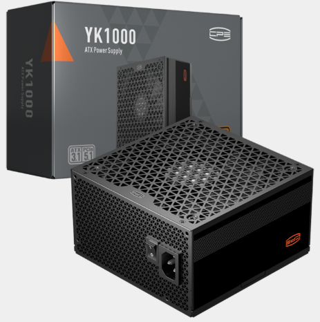 PCCooler YK1000, 1000W, ATX3.1/PCIe5.1, APFC, 80+ Bronze, 13.5cm Fan, Non-Modular (P5-YK1000-B1H)