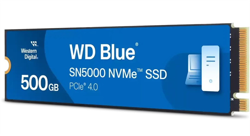 Твердотельный накопитель Western Digital Blue SN5000 SSD M2.2280 PCIe 4.0 500Gb, 5000MBs/4000MBs, TBW 300, WDS500G4B0E, 1 year