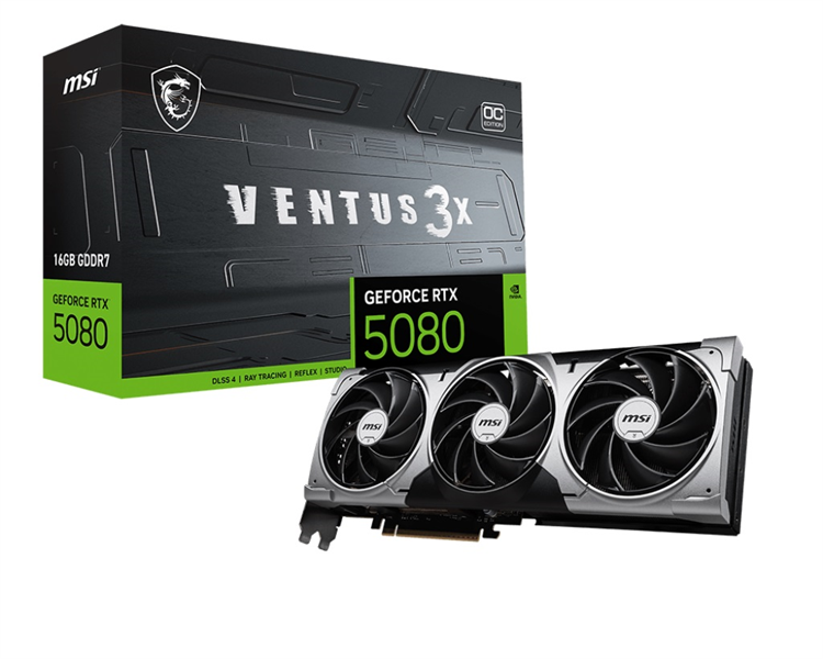 Видеокарта MSI RTX 5080 16G VENTUS 3X OC//RTX 5080, HDMI, DP*3, 16G, D7