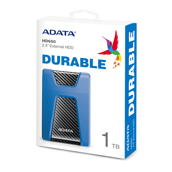 External HDD ADATA 1TB USB 3.2 Gen 1 (USB 5Gbps) COLOR BOX blue арт. AHD650-1TU31-CBL