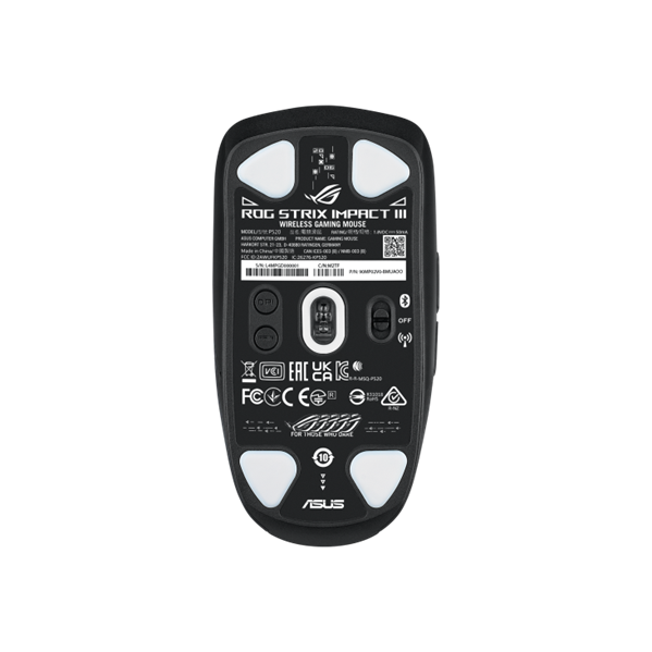 ASUS ROG STRIX IMPACT III WIRELESS, 57g, 2.4GHz RF, Bluetooth, 36K DPI Sensor, 5 Programmable Button, Black арт. 90MP03D0-BMUA00