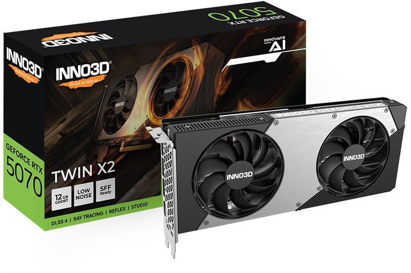 INNO3D RTX 5070 Twin X2//RTX5070, HDMI, DP*3, 12G,D7 арт. N50702-12D7-195064N