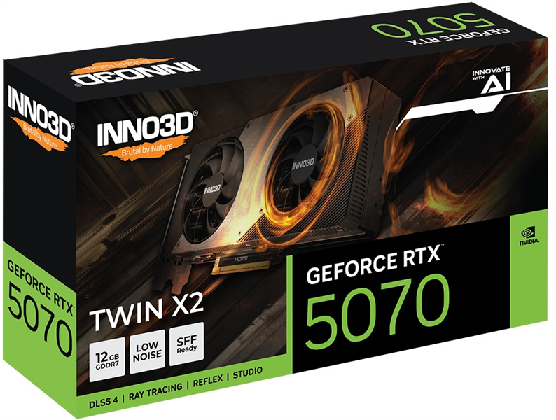 INNO3D RTX 5070 Twin X2//RTX5070, HDMI, DP*3, 12G,D7 арт. N50702-12D7-195064N