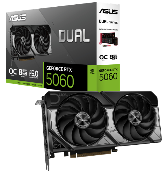 Видеокарта ASUS DUAL-RTX5060-O8G//RTX5060 HDMI DP*3 8G D7; 90YV0N12-M0NA00