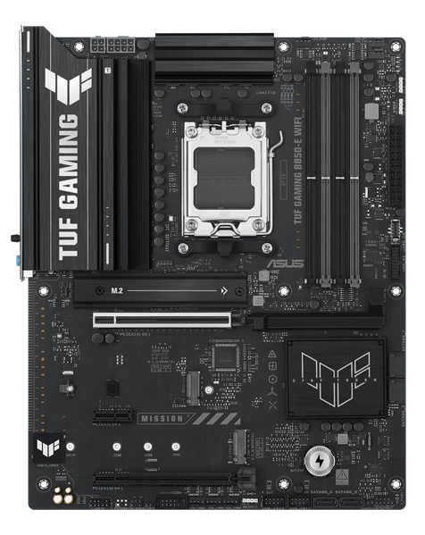 Материнская плата ASUS TUF GAMING B850-E WIFI, AM5, B850, 4*DDR5, 4*SATA, 3*M.2, 4*USB 3.2, 3*USB 2.0, Type-C, 3*PCIx16, 1*PCIx1, DP+HDMI, ATX; 90MB1L20-M0EAY0