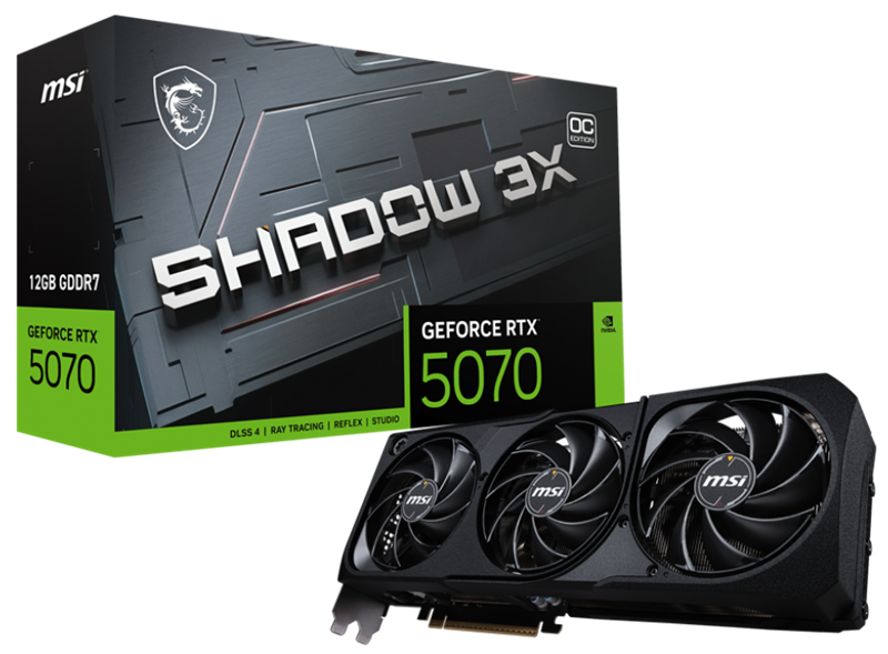 Видеокарта MSI RTX 5070 12G SHADOW 3X OC//RTX 5070, HDMI, DP*3, 12G, D7