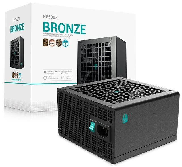 Deepcool GAMERSTORM PF500X (ATX 2.52, 500W, PWM 120mm fan, Active PFC+DC to DC, 80+ BRONZE) RET (R-PF500X-HD0B-WGEU)