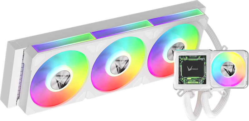 Formula V Line Cryo Wing Digi 360 WH, 360mm, LCD 2.73", 3x120mm, ARGB fans, LGA115X/1200/1700/1851/1366/2011/2066, AM3/AM4/AM5/Ryzen3/Ryzen5/Ryzen7/Threadripper/RT4
