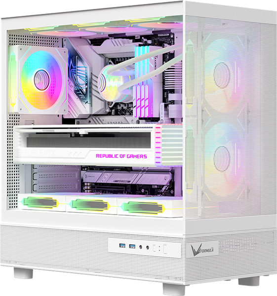корпус Formula V Line Crystal Z8 White, ATX, Left side Tempered Glass, Dual Front Panel with Tempered Glass & Mesh, TYPE-C*1, USB3.0*2