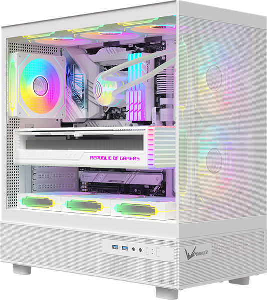 корпус Formula V Line Crystal Z8 White, ATX, Left side Tempered Glass, Dual Front Panel with Tempered Glass & Mesh, TYPE-C*1, USB3.0*2