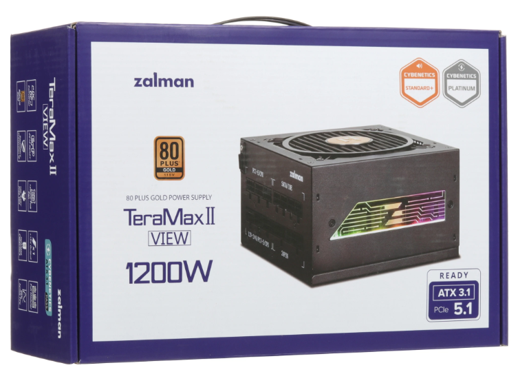 Zalman ZM1200-TMX2 VIEW, 1200W, ATX12V v3.0, APFC, 12cm Fan, 80+ Gold Gen5, Full Modular, side ARGB lights, Retail