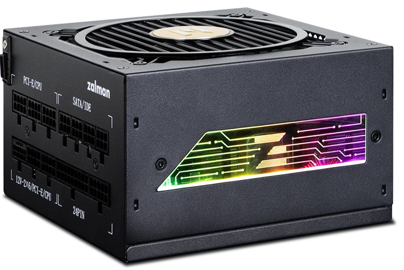 Zalman ZM1200-TMX2 VIEW, 1200W, ATX12V v3.0, APFC, 12cm Fan, 80+ Gold Gen5, Full Modular, side ARGB lights, Retail