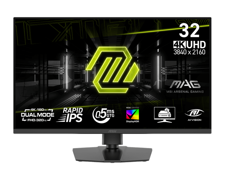 MSI MAG 322URDF E16 31.5" 16:9 UHD(3840x2160) Rapid IPS Flat,DisplayHDR 400, 0,5ms(GTG), 1000:1,100M:1,400nits,2xHDMI,1xDP,USB-Ax2,USB-B,Tilt,Swivel,Height,Pivot,VESA, 160HzUHD/320HzFHD, Black, 1y war